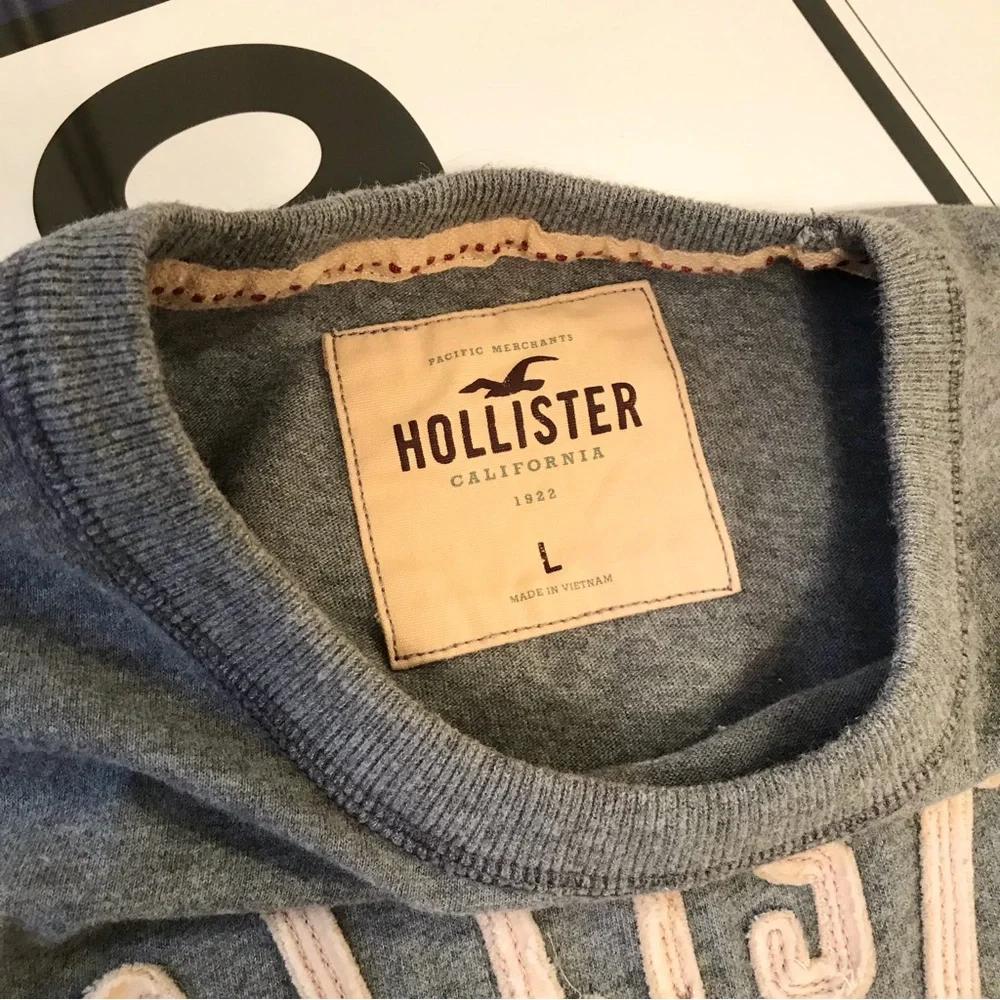 Vintage Y2K Hollister Embroidered Surfer Man Tee Gray